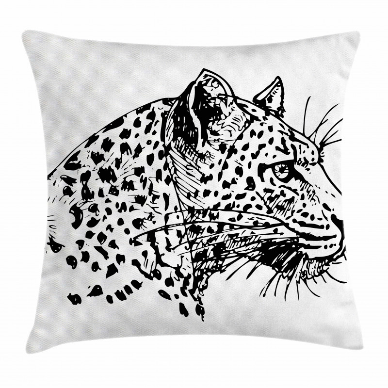 Jaguar Sketch Wildlife Pillow Cover