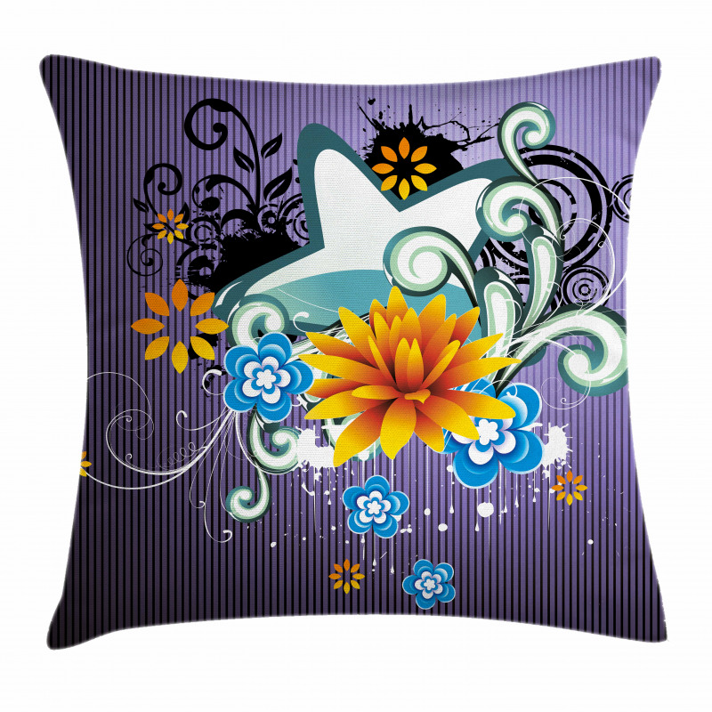 Stars Flowers Swirls Pillow Cover
