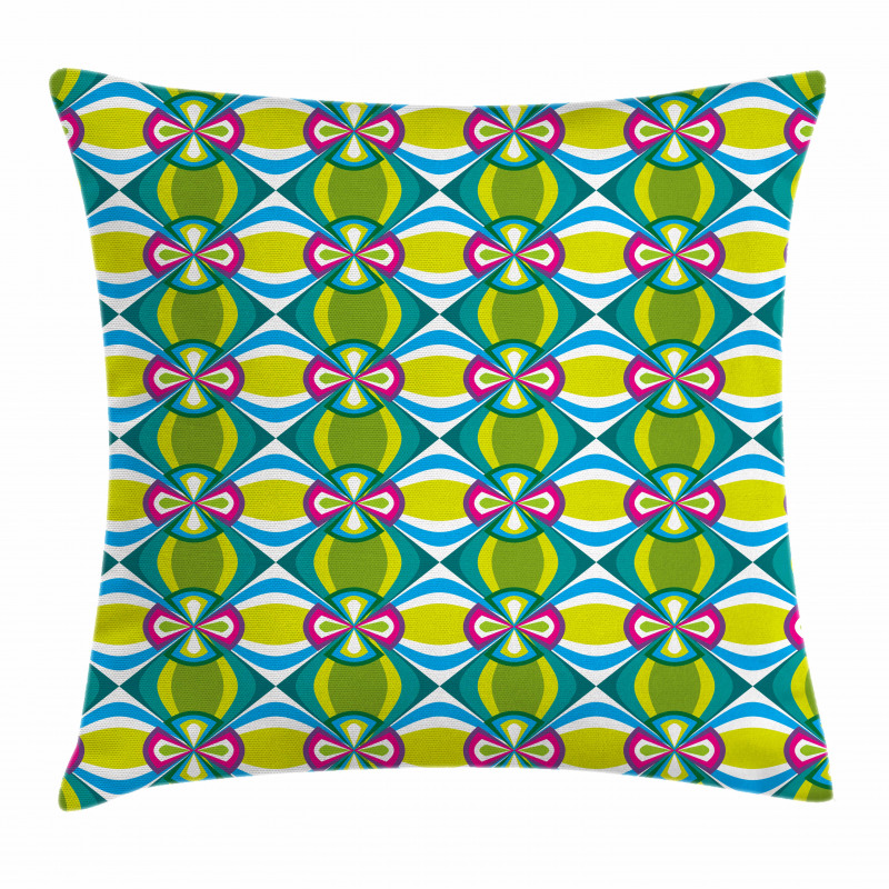 Floral Curvy Checked Pillow Cover