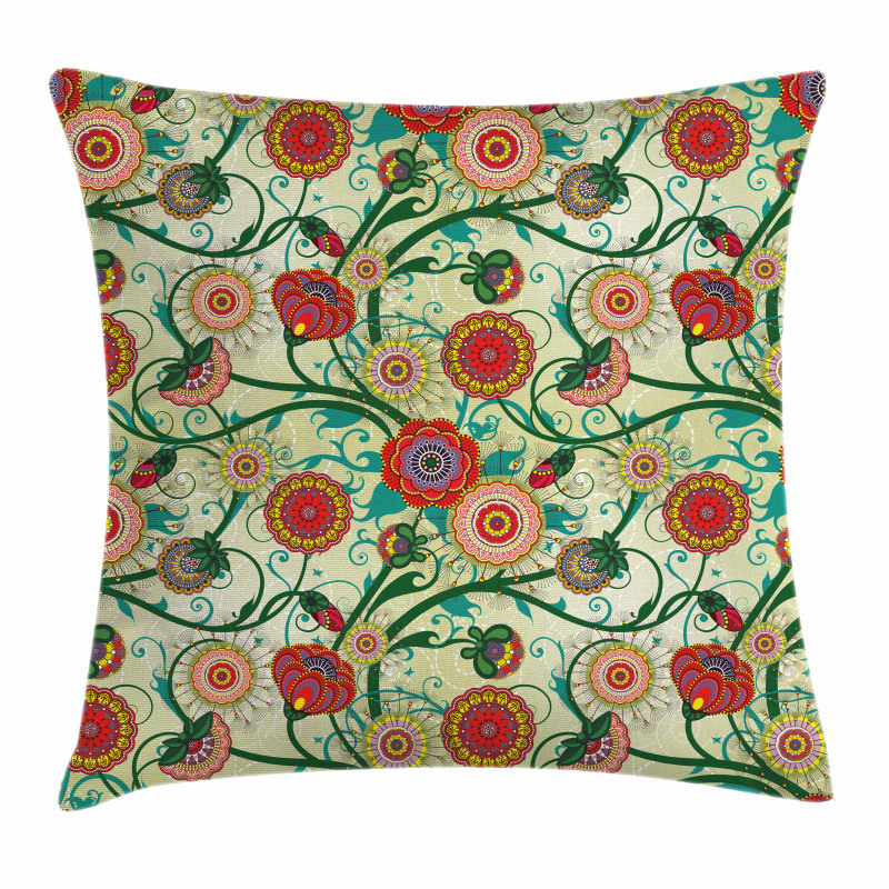 Vintage Colorful Ornate Pillow Cover