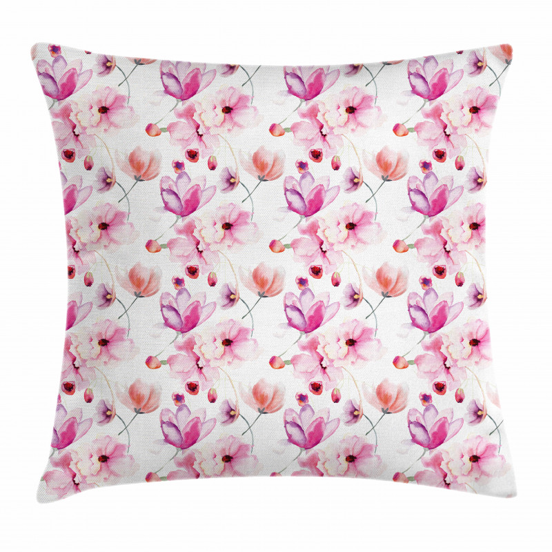 Watercolor Spring Blooms Pillow Cover