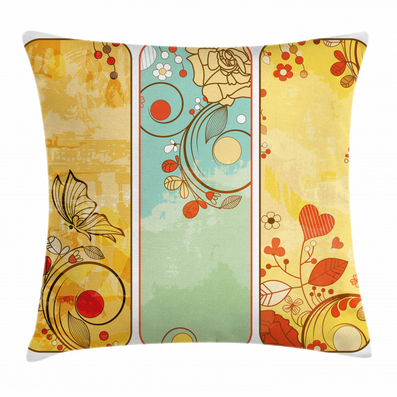 Floral Detailed Frames Pillow Cover
