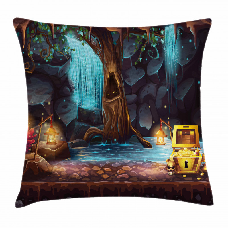 Cartoon Cave Treasure Pillow Cover