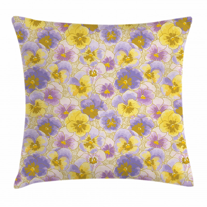 Hand Drawn Pansy Garden Pillow Cover