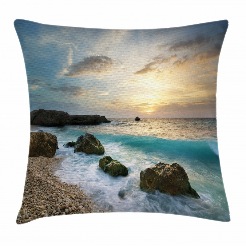 Seascape Sunrise Waves Pillow Cover