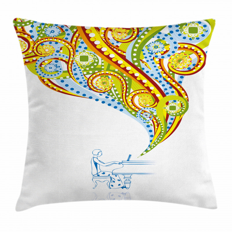 Pianist Swirls Colorful Pillow Cover
