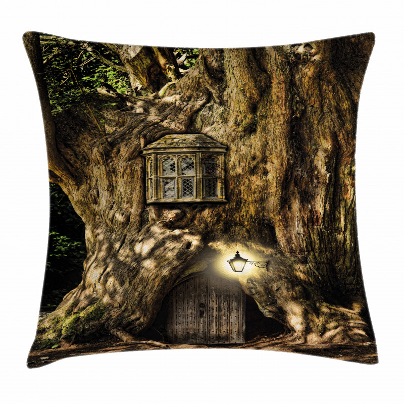 Fairytale House Tree Pillow Cover