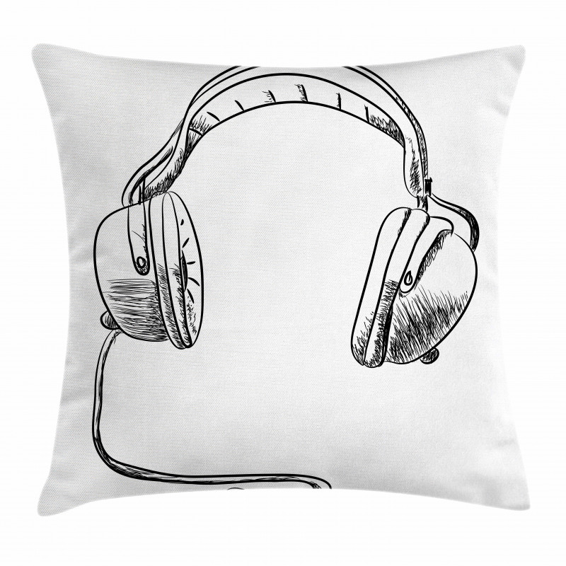 Sketchy DJ Headphones Pillow Cover
