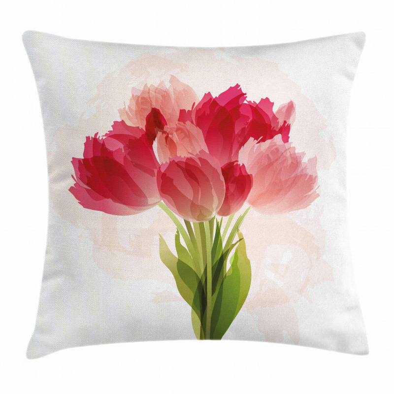 Watercolor Tulip Bouquet Pillow Cover