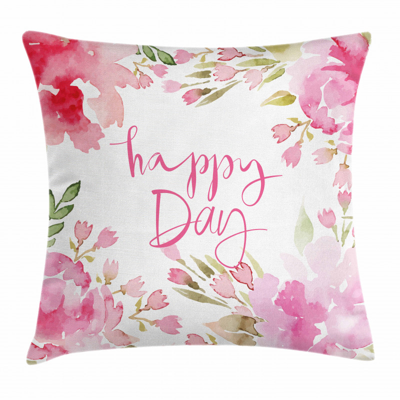 Watercolor Flowers Leaf Pillow Cover