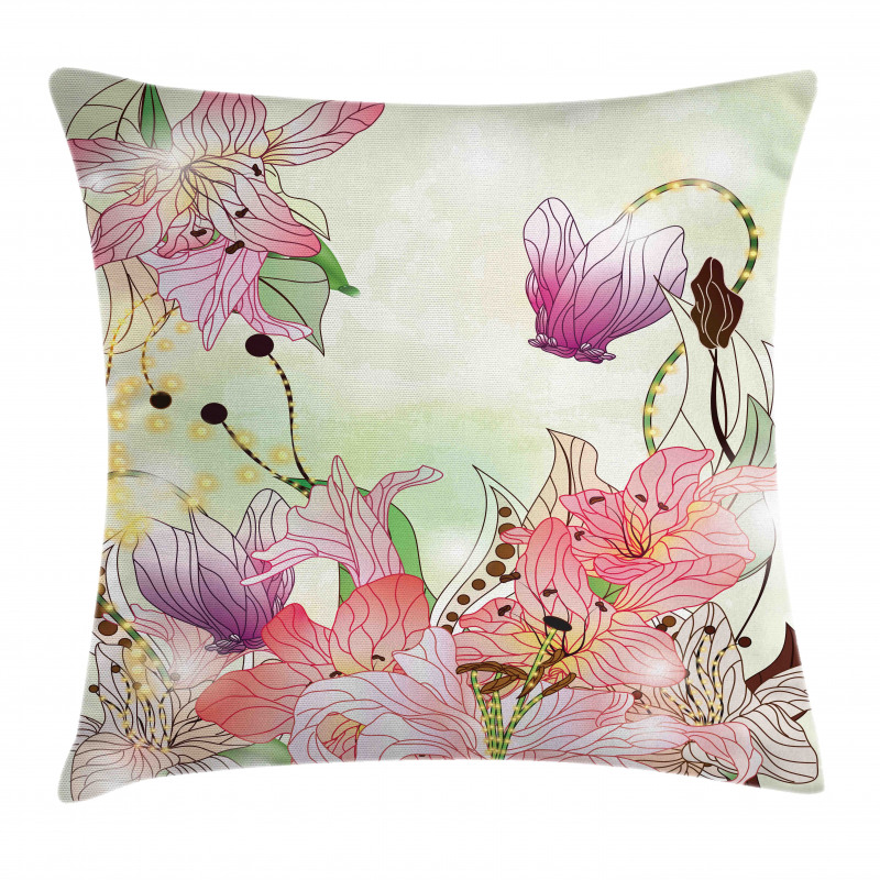 Abstract Flowers Buds Pillow Cover