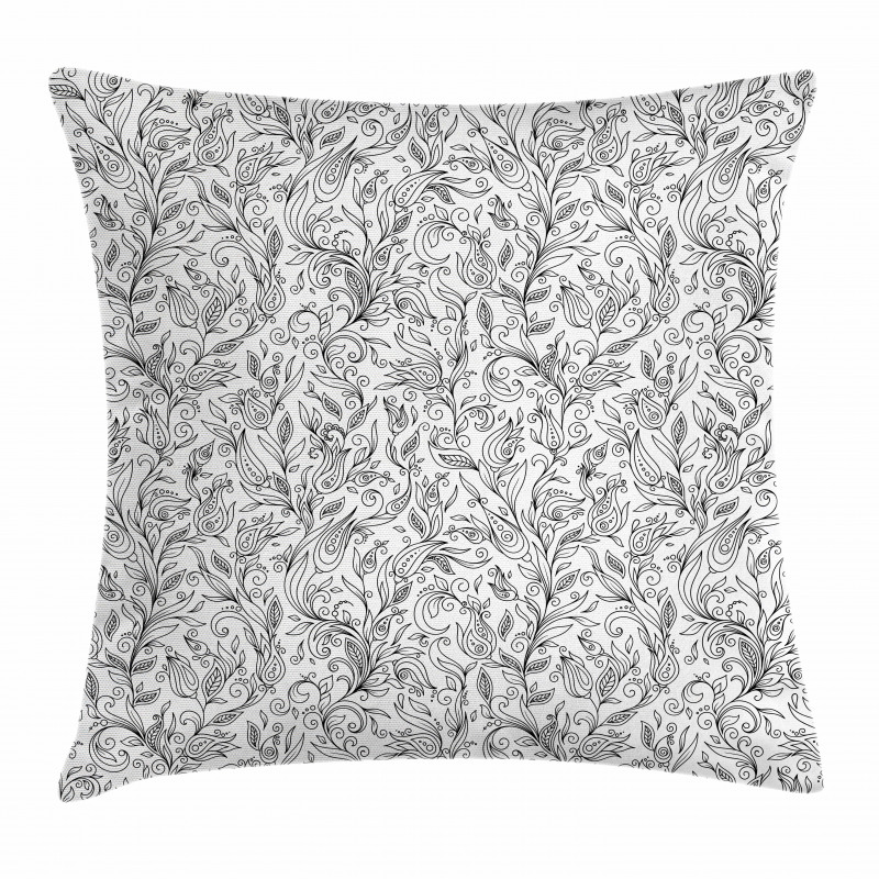 Sketch Flower Swirl Pillow Cover