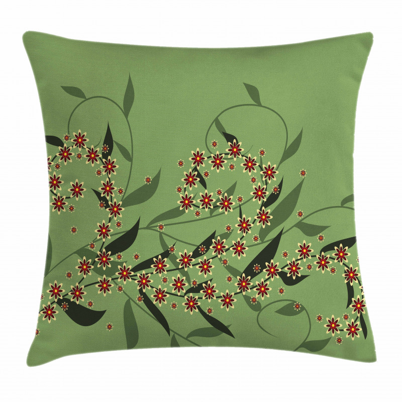Retro Blooming Flowers Pillow Cover