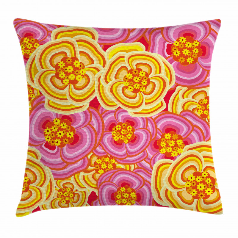 Funky Vibrant Flowers Pillow Cover