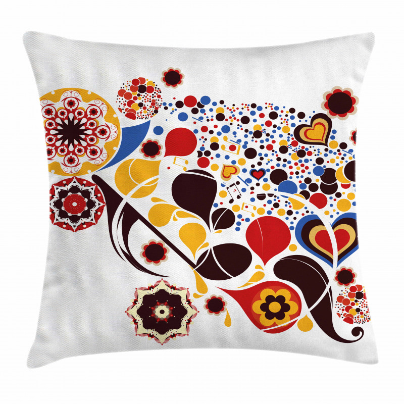 Flowers Hearts Notes Pillow Cover