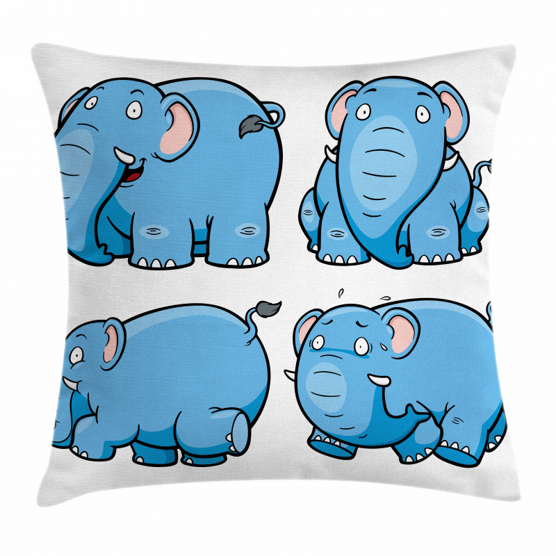 Cartoon Elephants Pillow Cover