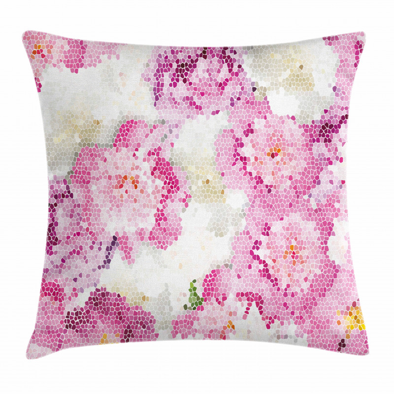 Mosaic Peony Flowers Art Pillow Cover