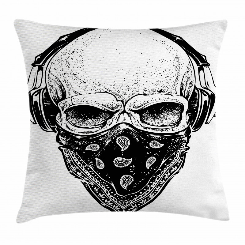 Gothic Skull Headphones Pillow Cover
