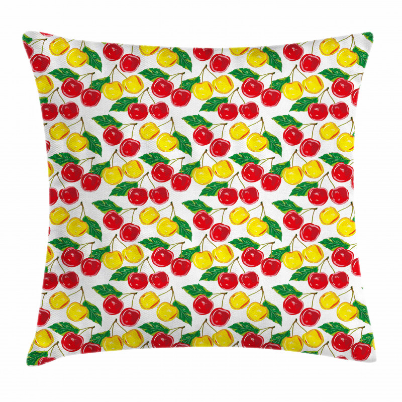 Graphic Colored Cherries Pillow Cover