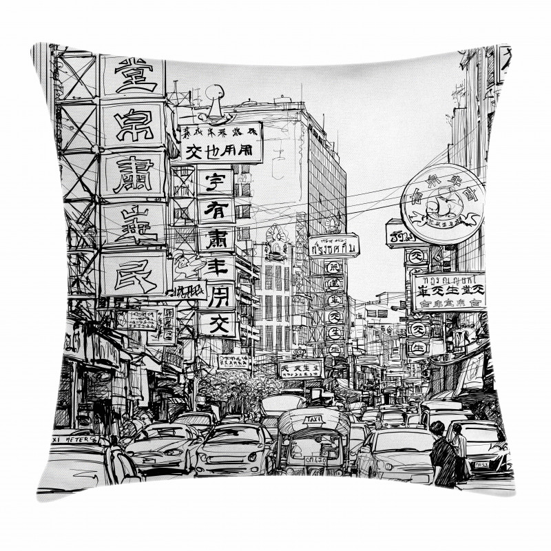 Street in Chinatown Pillow Cover