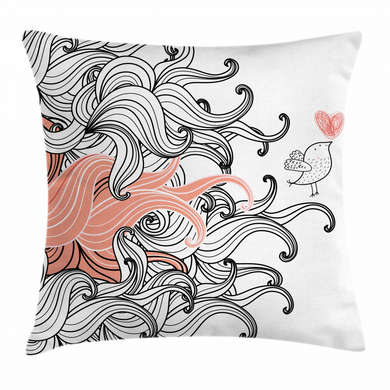 Graphic Swirls Wave Bird Pillow Cover