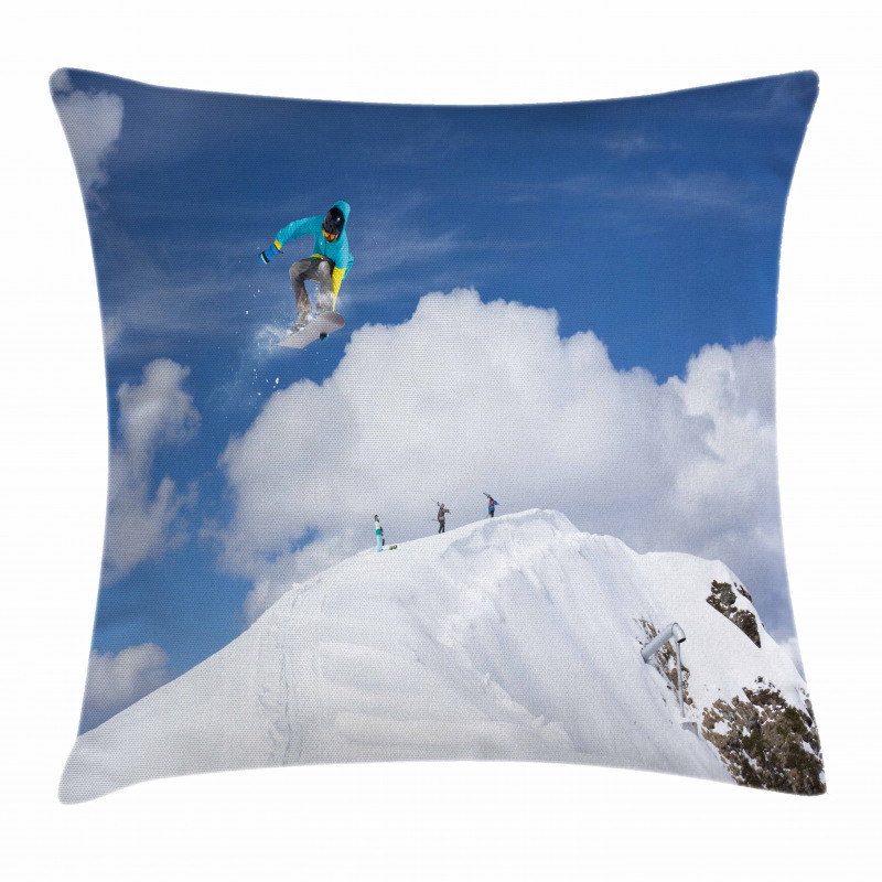 Snowboarder Mountaintop Pillow Cover