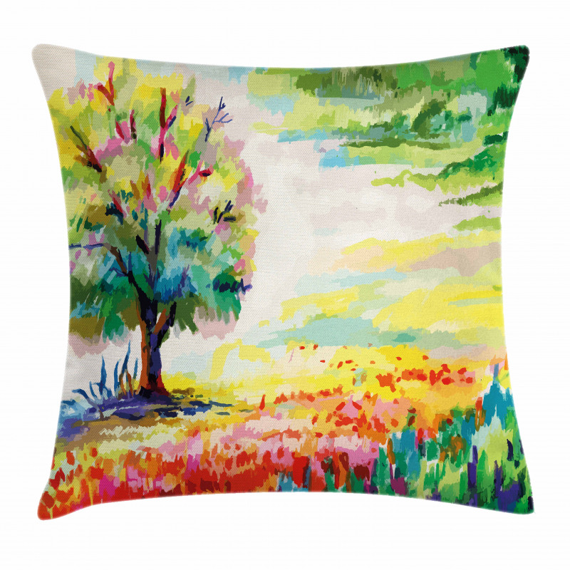 Colorful Rural Scenery Pillow Cover