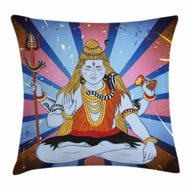 Eastern Figure Grungy Pillow Cover