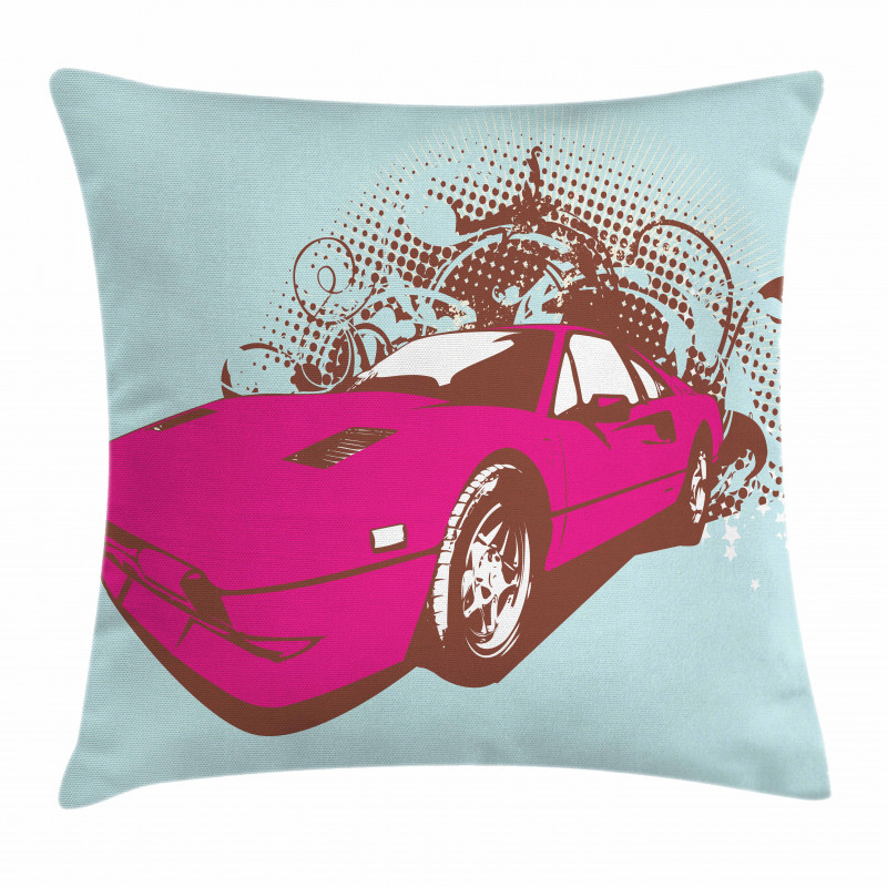 Old Car Cartoon Style Pillow Cover