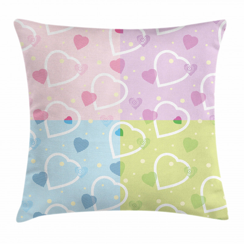 Hearts Dots Colorful Pillow Cover