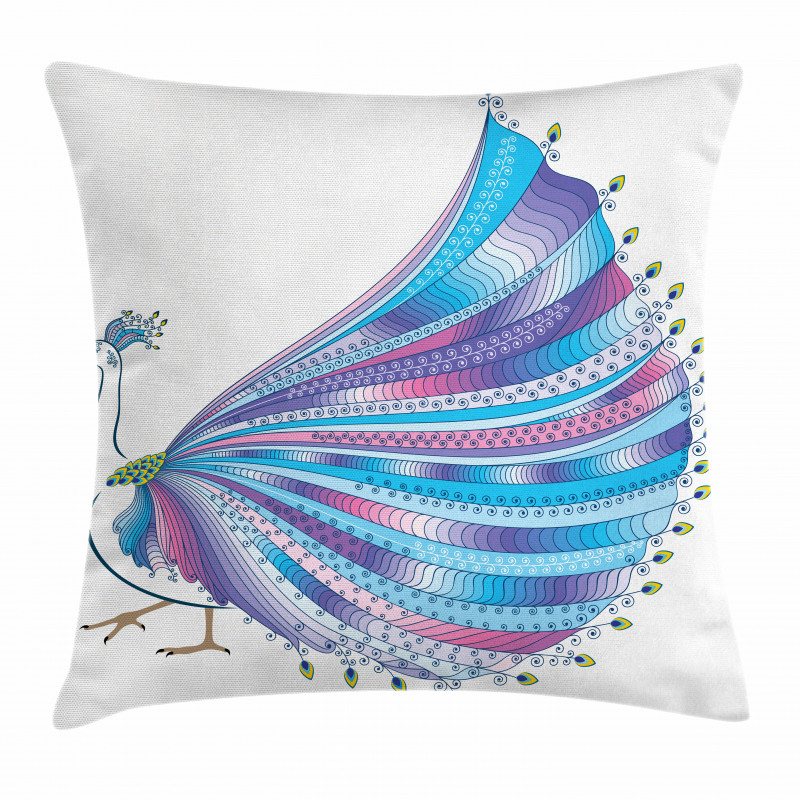 Stylized Peacock Feather Pillow Cover