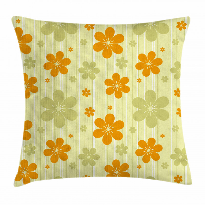Retro Graphic Flowers Pillow Cover