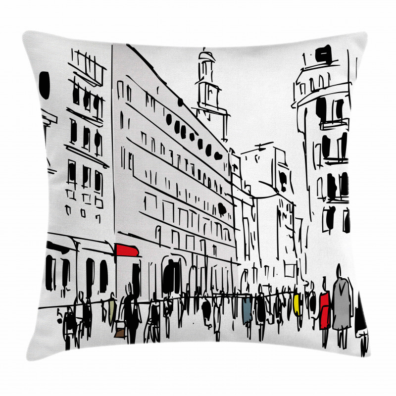 Ink Cityscape Street View Pillow Cover