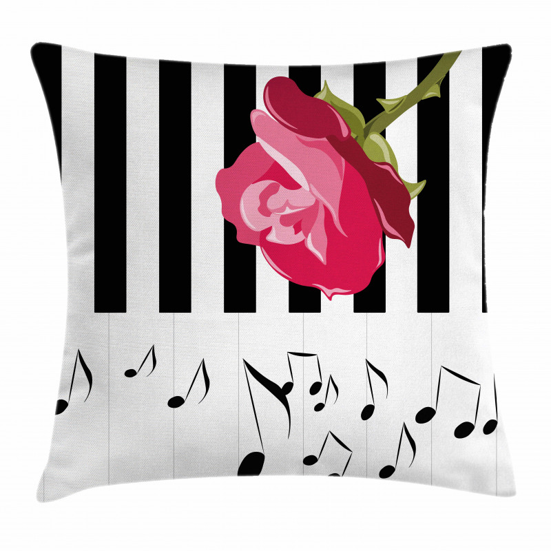 Red Rose on the Piano Pillow Cover