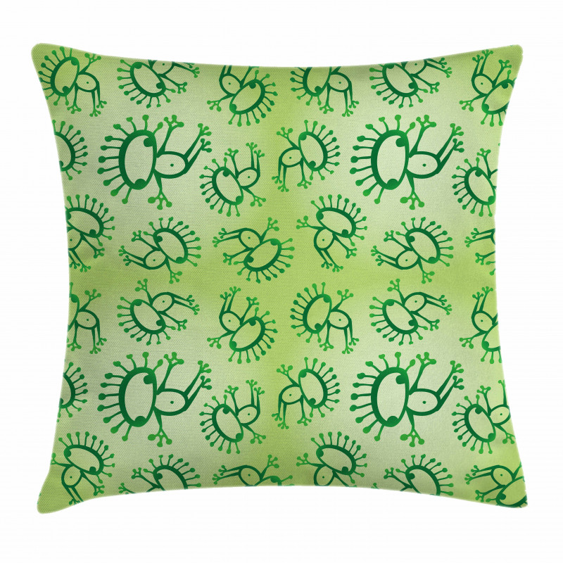 Doodle Style Alien Frogs Pillow Cover