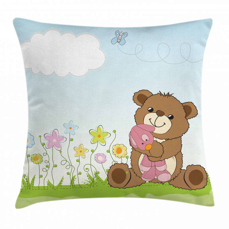 Cartoon Teddy Bear and Toy Pillow Cover