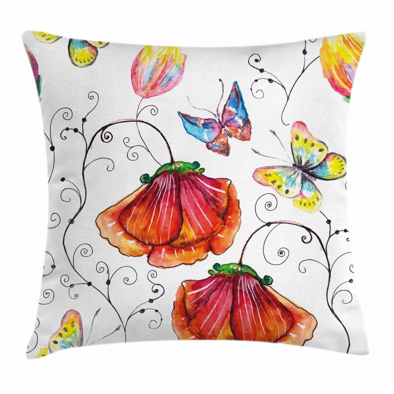 Swirled Flowers Flamingo Pillow Cover