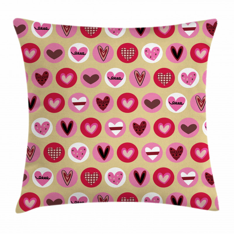 Cartoon Style Hearts Pillow Cover