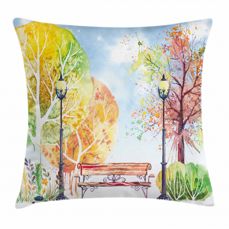 Autumn Park Tree Lantern Pillow Cover
