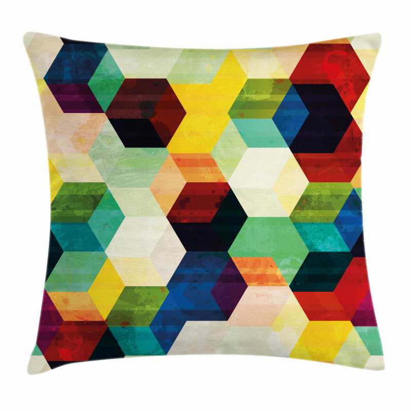Rhombus Pattern Grunge Pillow Cover