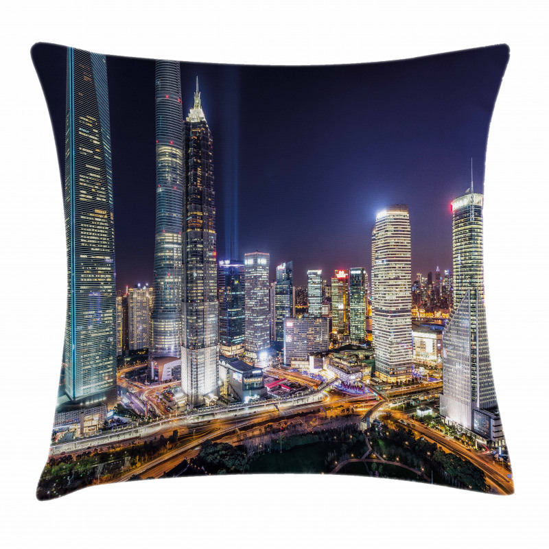 Skyline of Modern City Pillow Cover