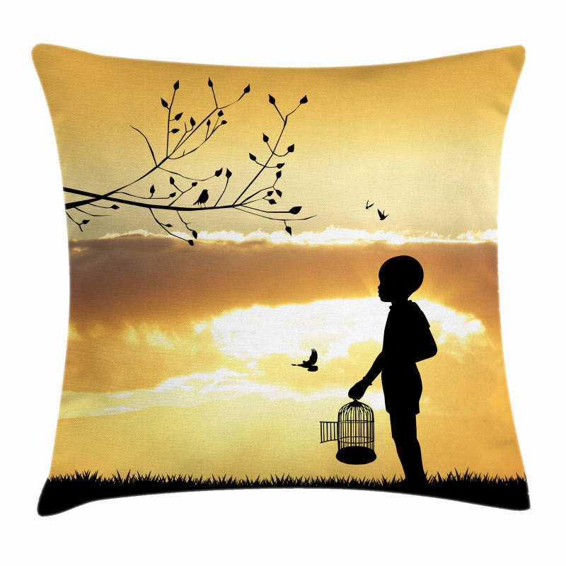 Child with a Bird Cage Pillow Cover