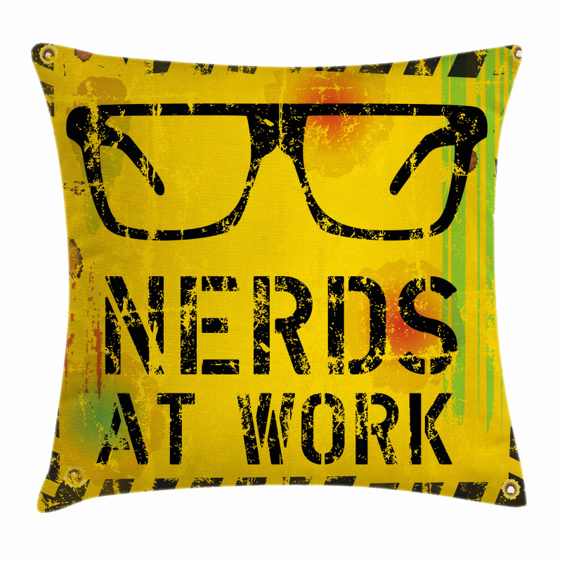 Nerds at Work Grungy Pillow Cover