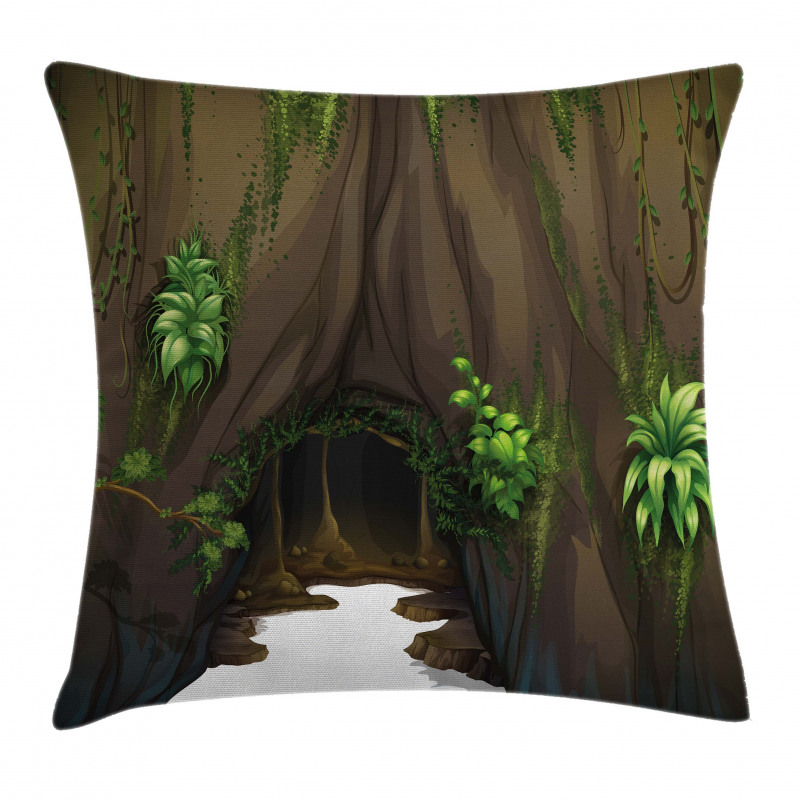 Fantasy Tree Cave Moss Pillow Cover