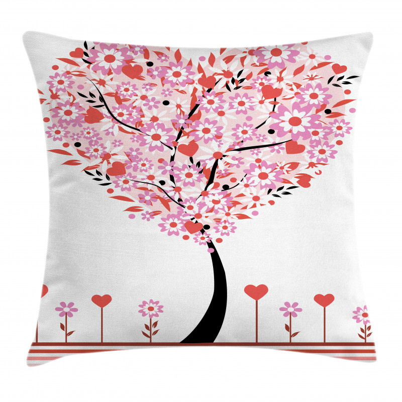 Heart Shaped Tree Pillow Cover