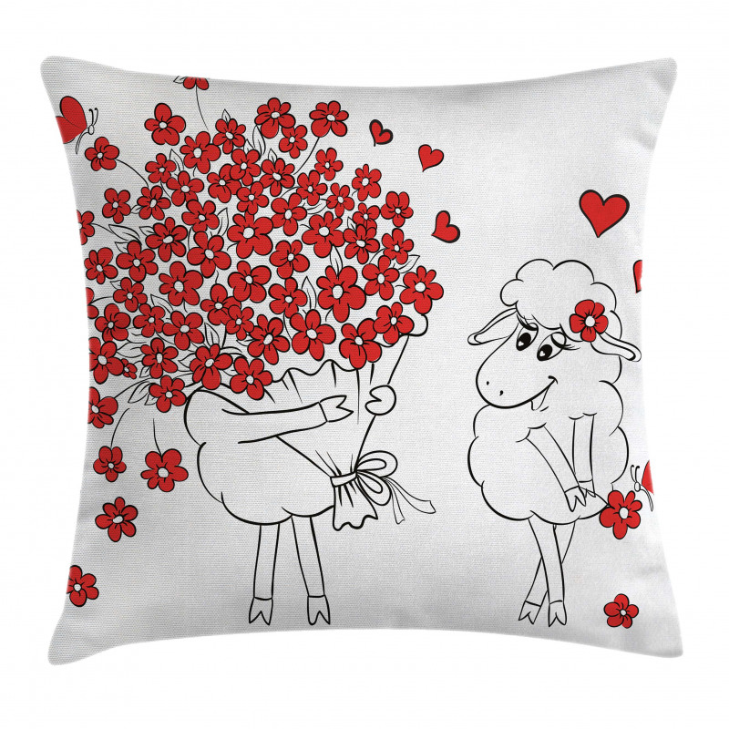 Lover Goats Hearts Pillow Cover