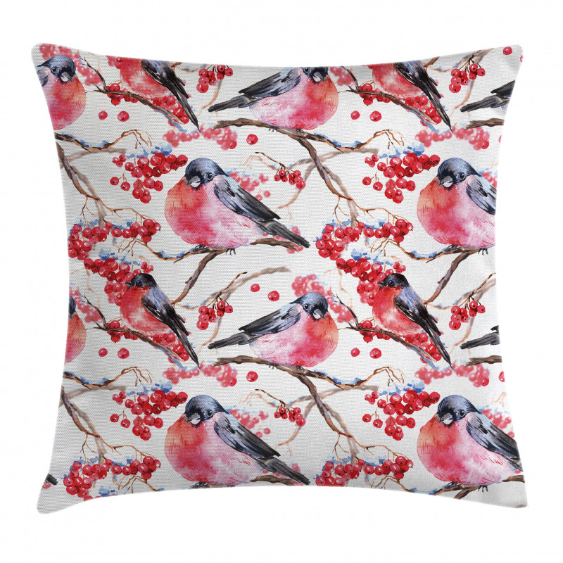 Birds Branches Berries Pillow Cover