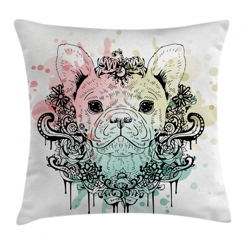 French Bulldog Flowers Pillow Cover