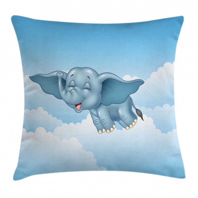 Baby Elephant and Clouds Pillow Cover