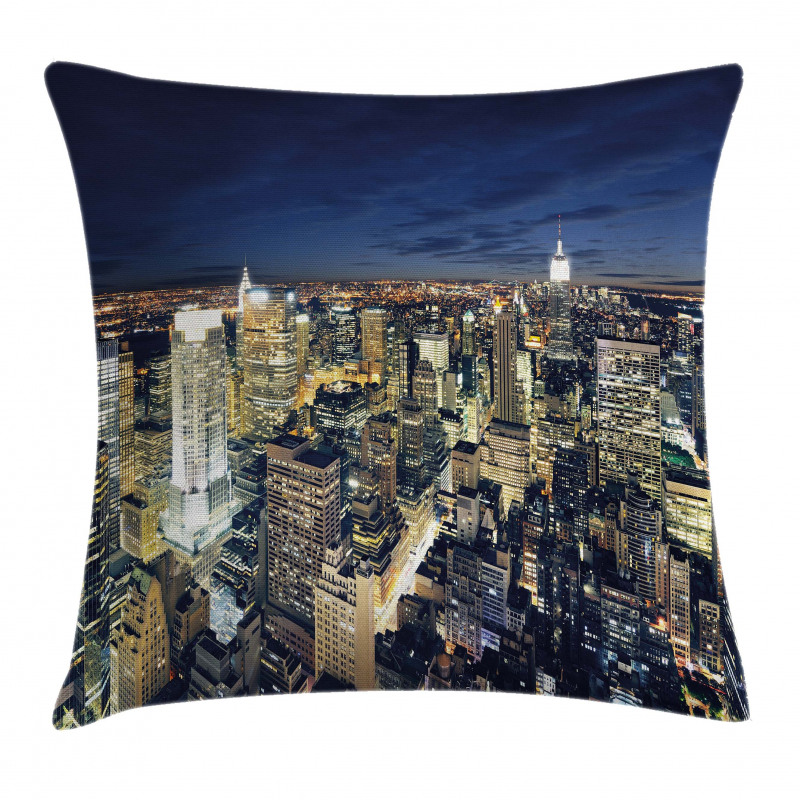 Modern Cityscape at Night Pillow Cover